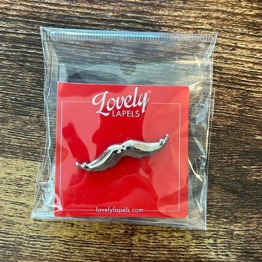 Lovely Lapels Mustache Lapel Pin Silver